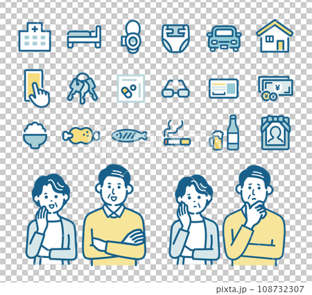 老年人相關的圖標集 108732307