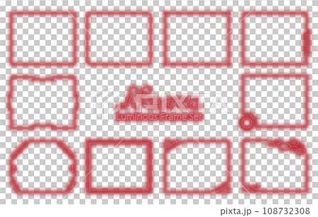發光霓虹燈風格框架設定透明背景紅色 108732308