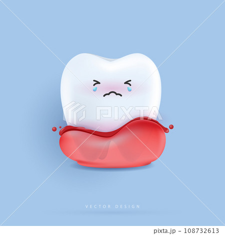 Tooth is treating big unhealthy tooth plaque, scaling, drilling plaque and caries tooth. tooth character for kids. cute dentist mascot for medical apps, websites and hospital. vector design. 108732613