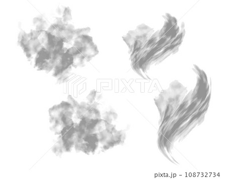 水彩の抽象的背景セット（煙、粉塵爆発、雲のイメージ）のイラスト素材