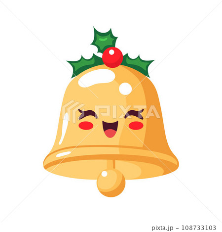 Cute Christmas bell. Xmas Decoration in cartoon style. Winter holiday element. Vector illustration Cute Christmas bell. Xmas Decoration in cartoon style. Winter holiday element. Vector illustration 108733103