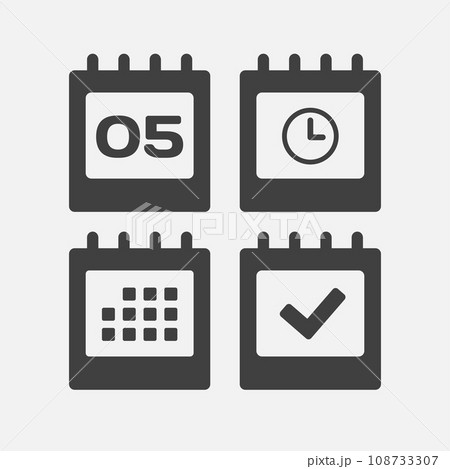 Icon page calendar - 5 day, agenda, timer, done Icon page calendar - 5 day, agenda, timer, done 108733307