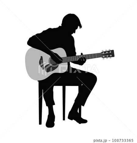 Man playing guitar, man guitarist silhouette vector Illustration Man playing guitar, man guitarist silhouette vector Illustration 108733365