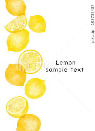 透明感のあるカットレモンのフレームイラスト素材 108733487