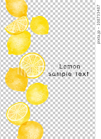 透明感のあるカットレモンのフレームイラスト素材 108733487