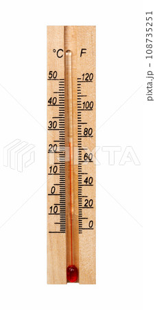 Wooden thermometer on white 108735251