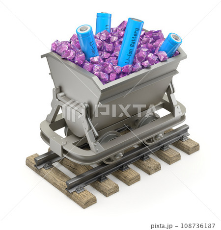 Lithium ore with li-ion battery in the mining cart 108736187