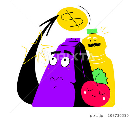 Growing food prices - colorful flat design style illustration with linear elements 108736359