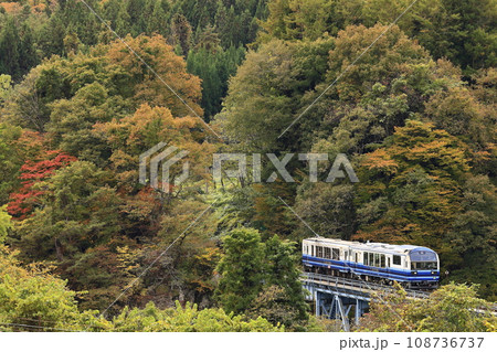 紅葉の会津鉄道 108736737