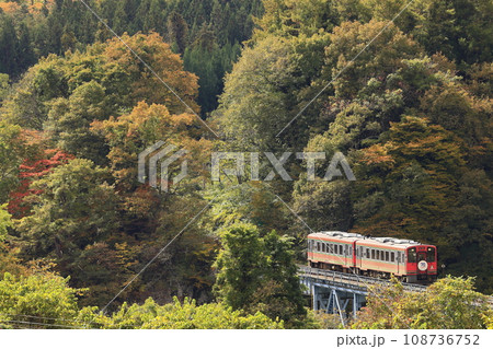 紅葉の会津鉄道 紅葉の会津鉄道 108736752