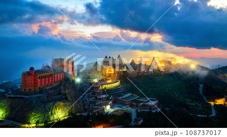 Aerial view of French village at bana hills, Da nang, Vietnam. 108737017