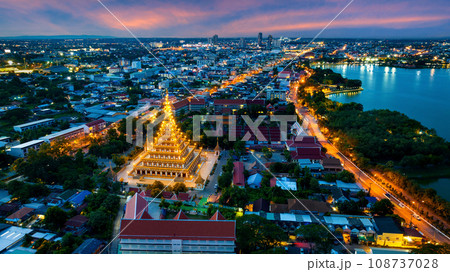 Aerial view of Phra Mahathat Kaen Nakhon in Khon Kaen province, Thailand. 108737028