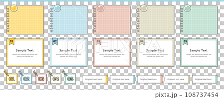 Frame design set for memo paper, sticky notes, and tags 108737454
