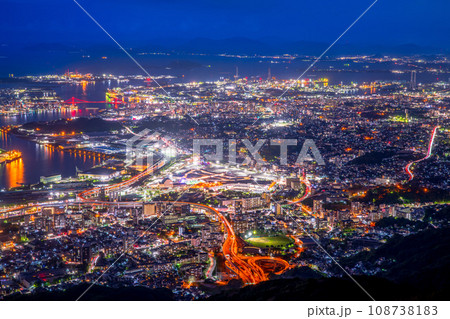 福岡県 北九州市 皿倉山からの夜景 福岡県 北九州市 皿倉山からの夜景 108738183