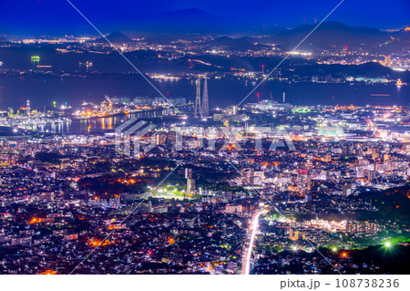 福岡県 北九州市 皿倉山からの夜景 福岡県 北九州市 皿倉山からの夜景 108738236