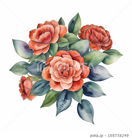 椿のイラスト　AI画像 108738249