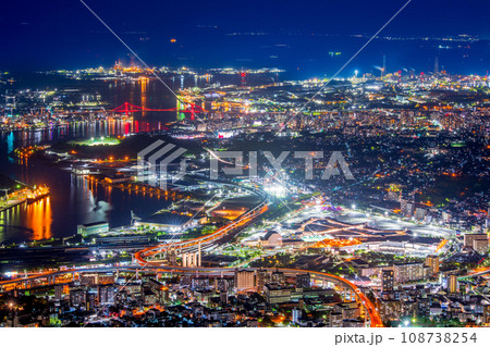 福岡県 北九州市 皿倉山からの夜景 福岡県 北九州市 皿倉山からの夜景 108738254