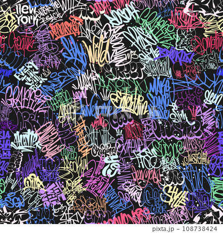 Graffity wall tags seamless pattern, graffiti street art. 108738424