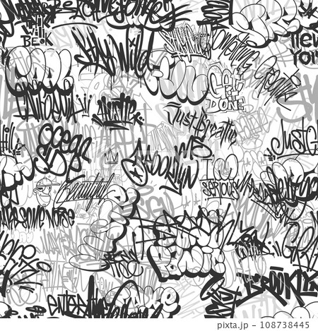 Graffity wall tags seamless pattern, graffiti street art. 108738445