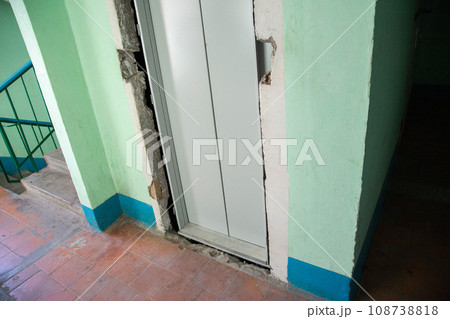 Replacing an old elevator and installing a new one in an apartment building, industry 108738818