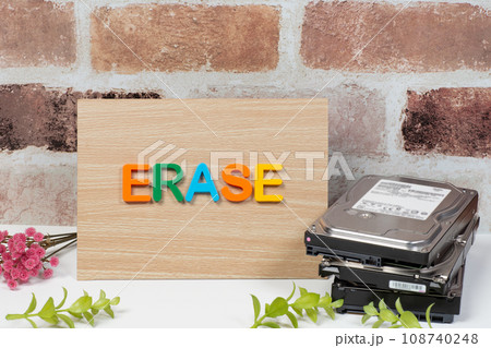 ERASEの文字とハードディスク ERASEの文字とハードディスク 108740248