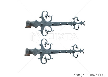 old metal door hinge isolated on white background old metal door hinge isolated on white background 108741140