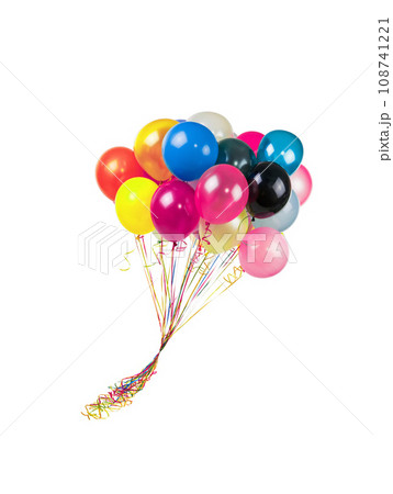 flying balloons isolated on white background 108741221