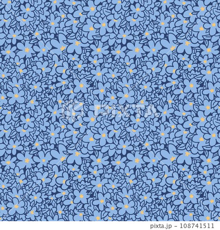 Line flowers blue vector seamless pattern. Design for decoration, wall decor, wallpaper, cover, banner, poster, card. Line flowers blue vector seamless pattern. Design for decoration, wall decor, wallpaper, cover, banner, poster, card. 108741511