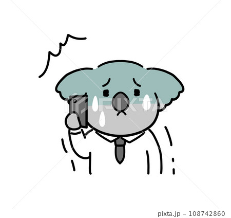 電話中に青ざめる働くコアラのキャラクター 108742860