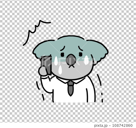電話中に青ざめる働くコアラのキャラクター 108742860