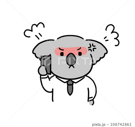 怒って電話をするビジネスマンのコアラのキャラクター 108742861