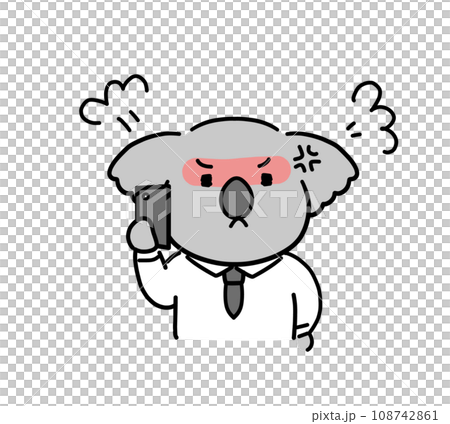 怒って電話をするビジネスマンのコアラのキャラクター 108742861