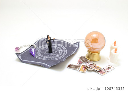 divination and wicca concept. Mystic and vintage background divination and wicca concept. Mystic and vintage background 108743335