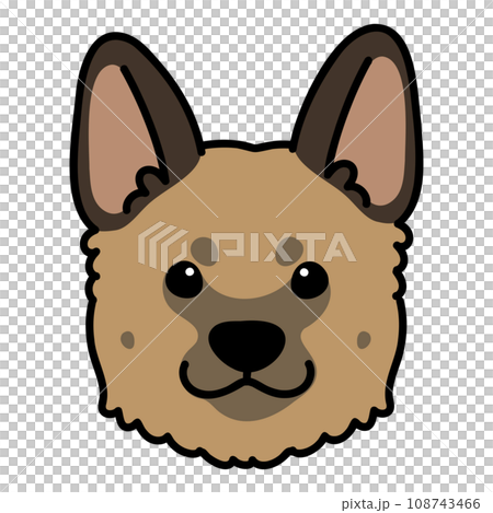 德國牧羊犬臉部的主線簡單可愛的插圖 德國牧羊犬臉部的主線簡單可愛的插圖 108743466