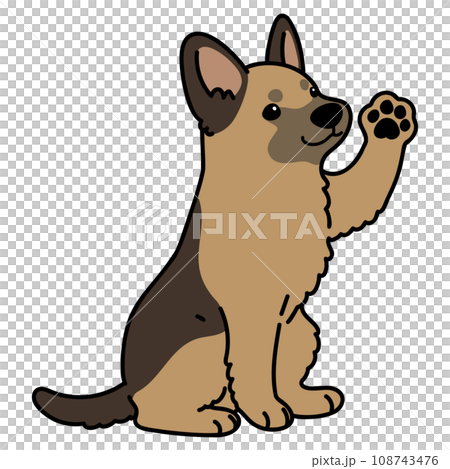 一隻簡單可愛的德國牧羊犬用主線揮舞的插圖 一隻簡單可愛的德國牧羊犬用主線揮舞的插圖 108743476