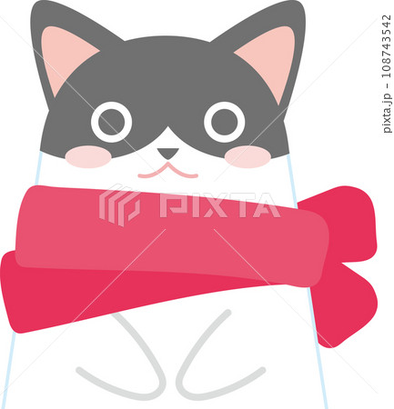 クリスマス模様アイコン_マフラーを巻いた猫 クリスマス模様アイコン_マフラーを巻いた猫 108743542