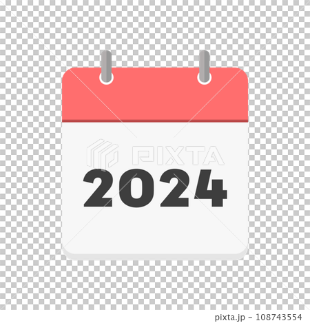 2024年日曆封面圖示-帶有圓環的日曆和計劃者圖像素材 108743554
