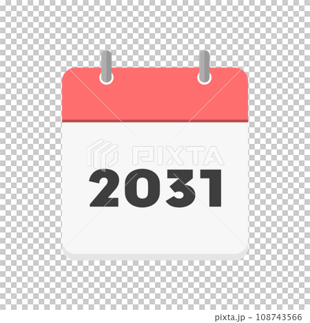 2031年のカレンダーの表紙のアイコン - リングのついた暦やプランナーのイメージ素材 2031年のカレンダーの表紙のアイコン - リングのついた暦やプランナーのイメージ素材 108743566