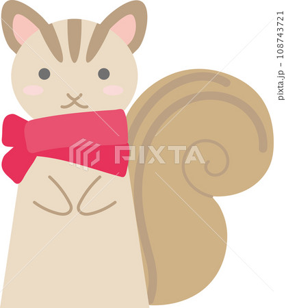 赤いマフラーを巻いたリス 108743721