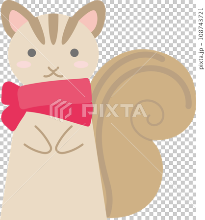 赤いマフラーを巻いたリス 108743721