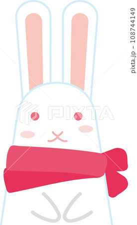 白うさぎ_赤いマフラーを巻いた白いうさぎ 108744149