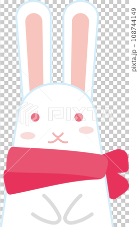 白うさぎ_赤いマフラーを巻いた白いうさぎ 108744149
