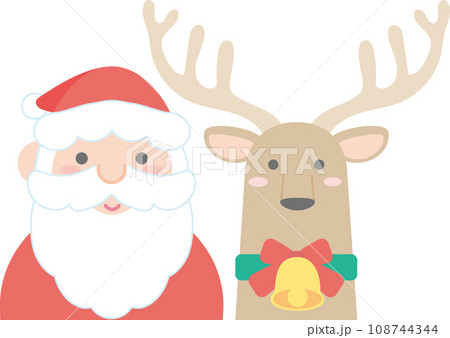 クリスマス模様アイコン_トナカイとサンタさん クリスマス模様アイコン_トナカイとサンタさん 108744344