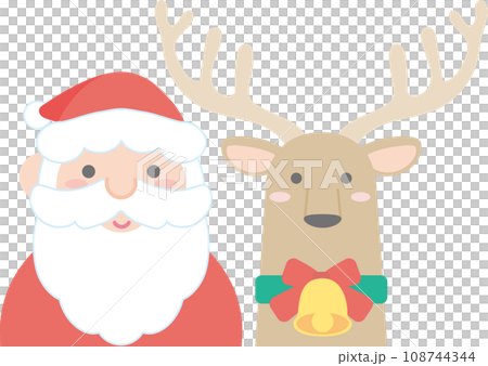 クリスマス模様アイコン_トナカイとサンタさん クリスマス模様アイコン_トナカイとサンタさん 108744344