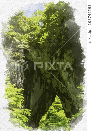 水彩画風 羅生門 岡山県新見市 水彩画風 羅生門 岡山県新見市 108744595