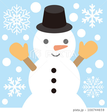 クリスマス模様アイコン_スノーマン_雪だるま_背景色水色 クリスマス模様アイコン_スノーマン_雪だるま_背景色水色 108744659