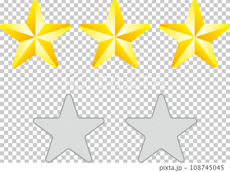 Three stars_Set of stars used for evaluation, grade, rank, etc. Three stars_Set of stars used for evaluation, grade, rank, etc. 108745045