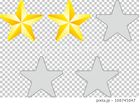 星二つ_評価、グレード、ランクなどに使用する星のイラスト 108745047