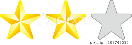 星二つ_評価_グレード_ランクなどに使用する星のセット 108745053