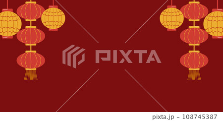 Background of Chinese lanterns. Chinese New Year. Red background. Space for text. Design website, banner, poster. Color vector illustration. Background of Chinese lanterns. Chinese New Year. Red background. Space for text. Design website, banner, poster. Color vector illustration. 108745387
